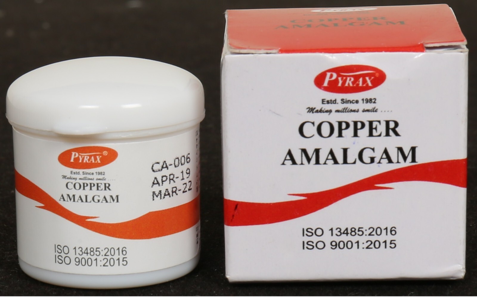 Pyrax Dental COPPER AMALGAM 10gm Jar Pre Amalgamated Pellets