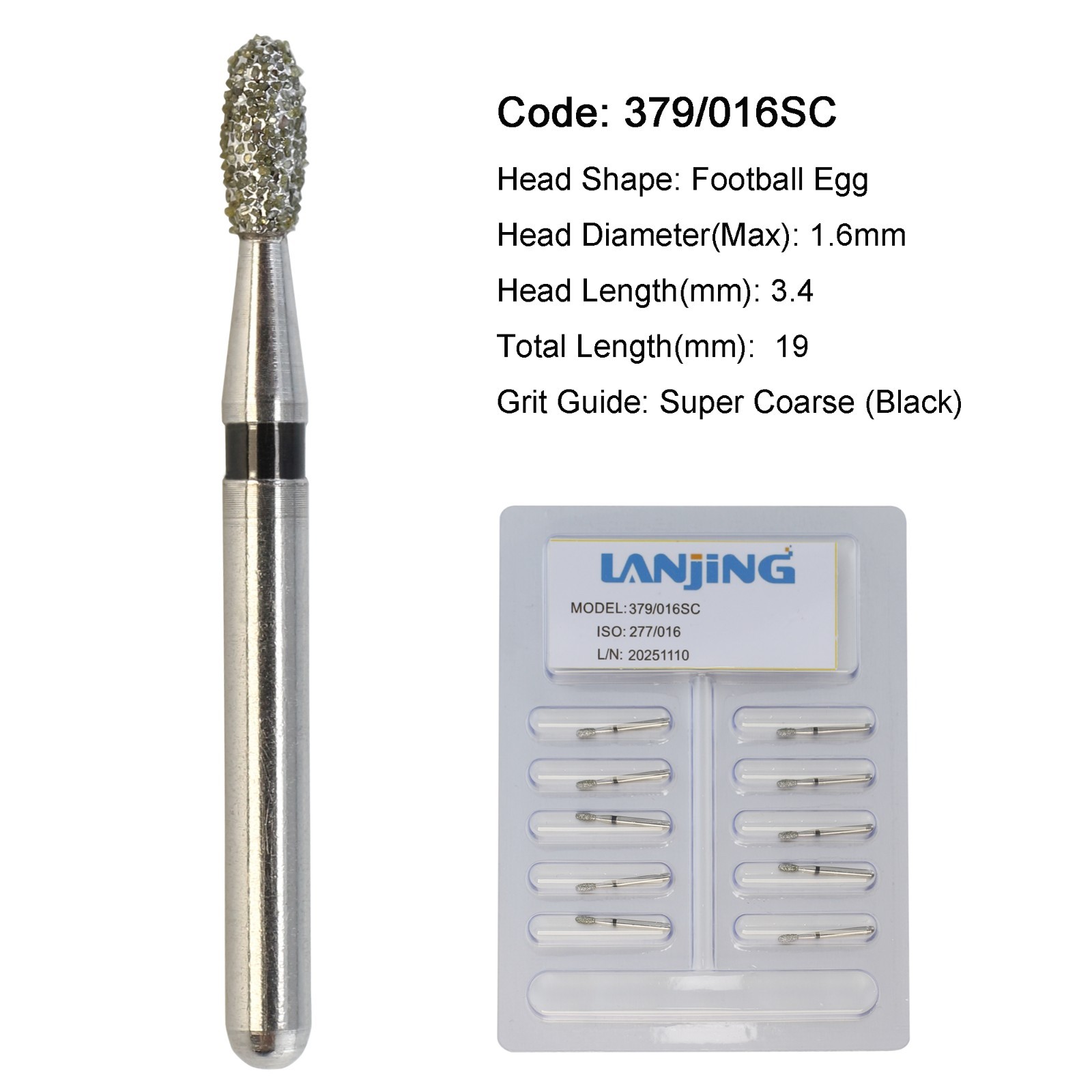 Dental Burs Diamond 330 Pear Egg Football Barrel High Speed FG 830/010 379/023