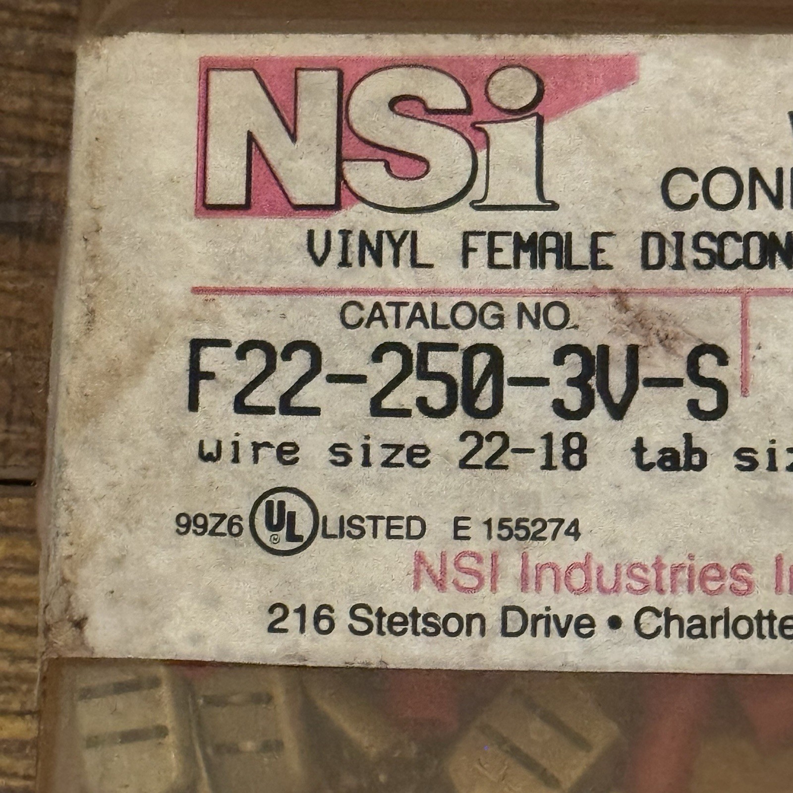NSI Industries F22-250-3V-S .250x.032 Vinyl Female Disconnects 24 USA Vintage