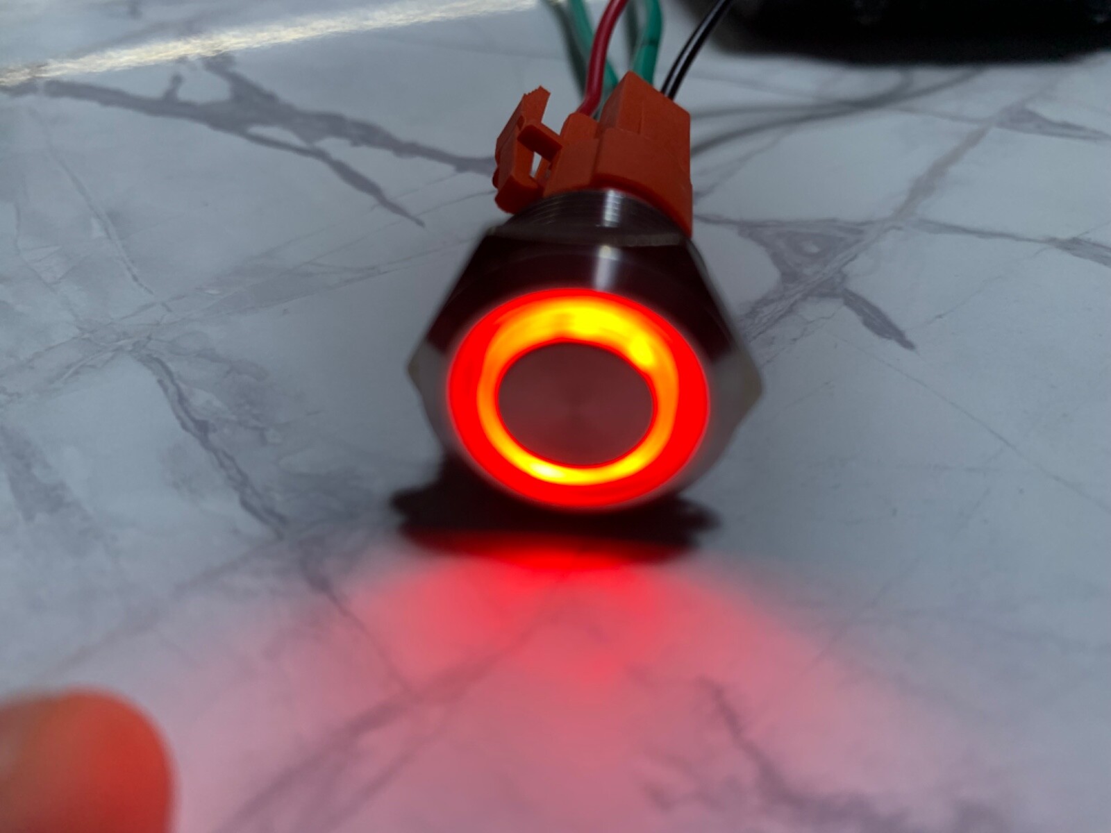 4 Marine Red LED Push Switch Momentary Ring Button Ultra Flush Power Switch 19mm