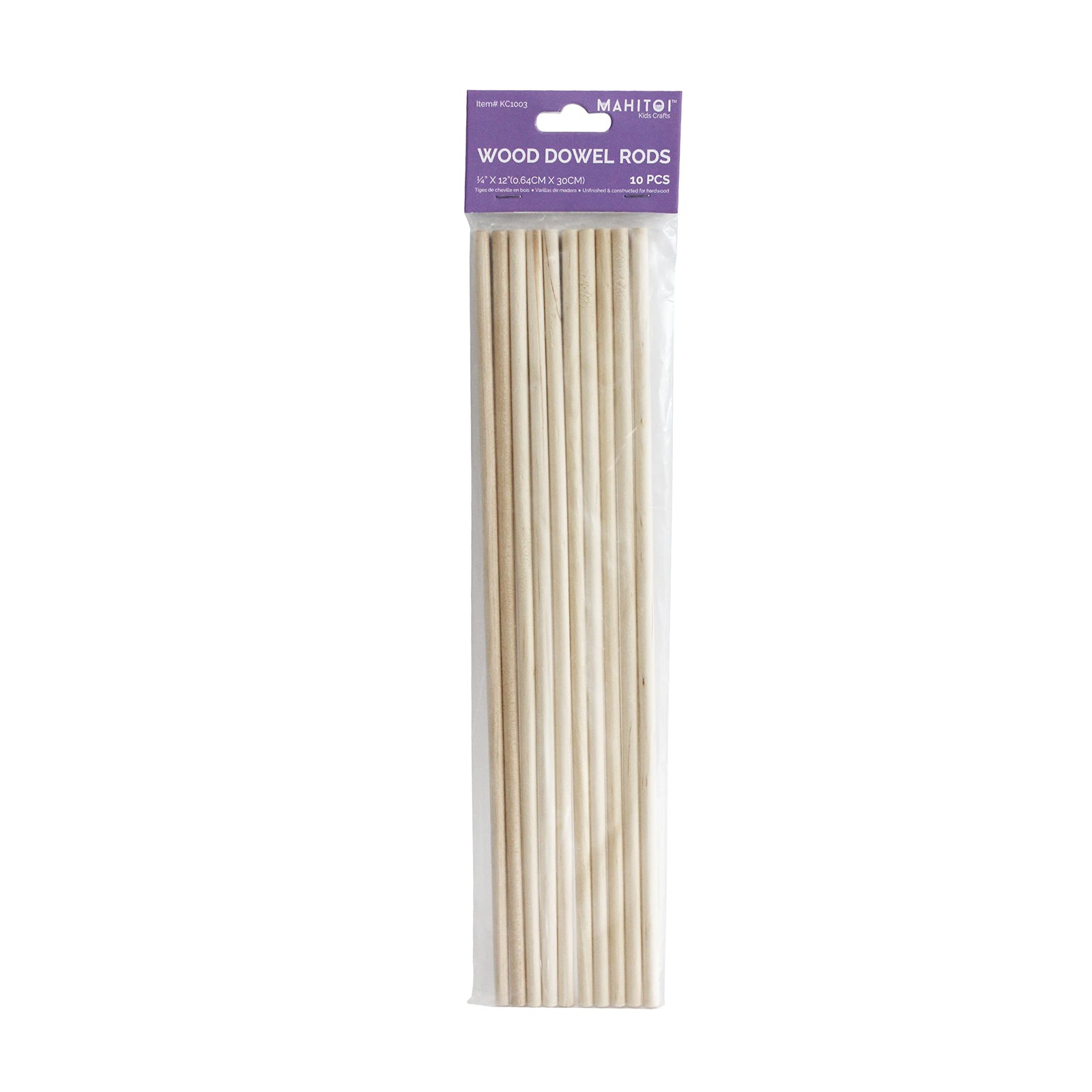 MAHITOI Dowel Rod Unfinished Hardwood 1/4 x 12 inches 12 tall, Natural
