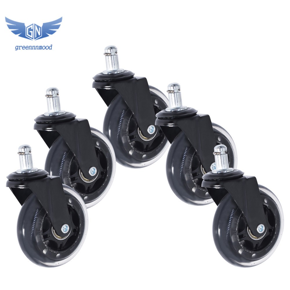5PC 3 inch Heavy Duty Office Chair Caster Rubber Swivel Wheels Replacement Set
