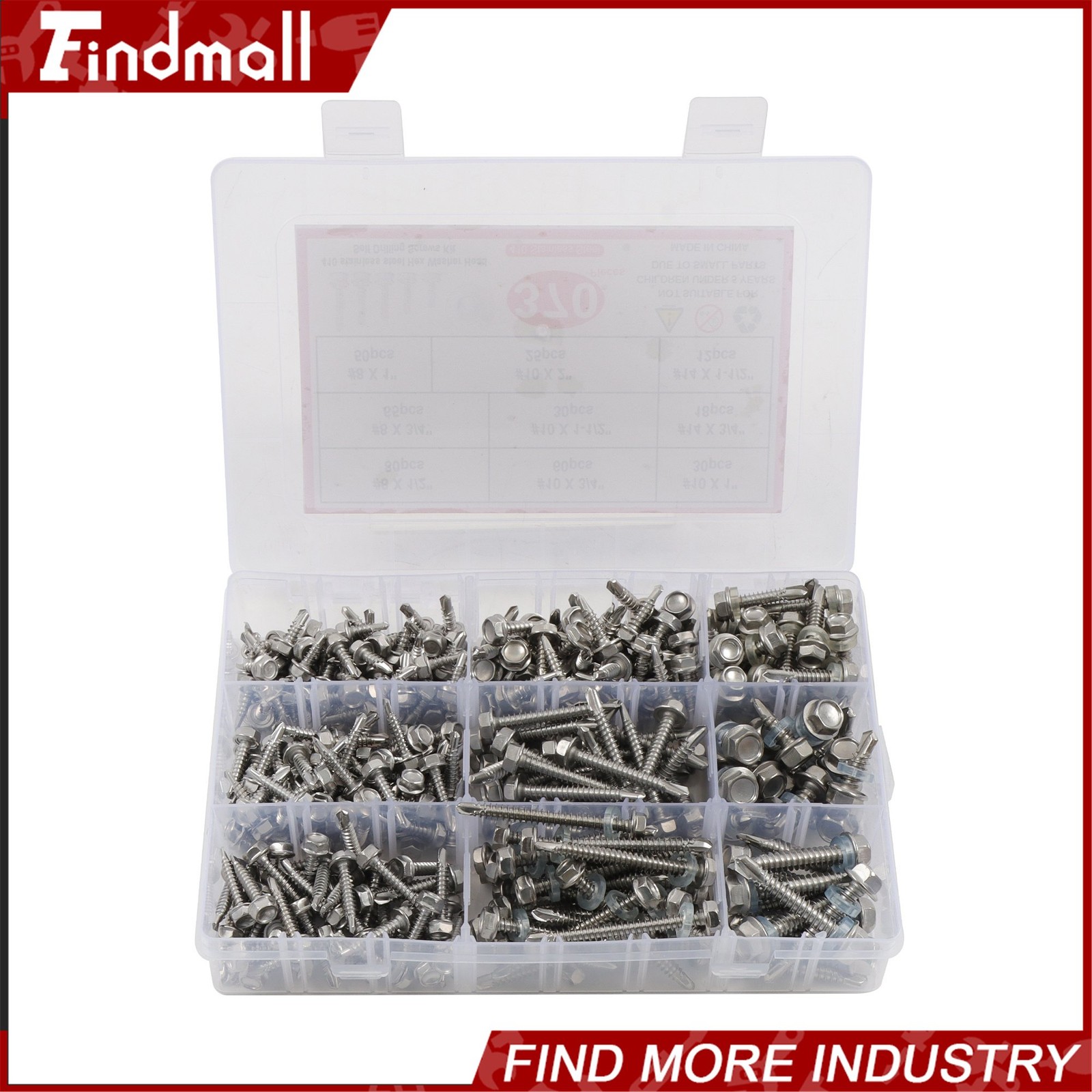 370Pcs #8#10#14 Self Drilling Screws Assortment Kit,410 Stainless Steel