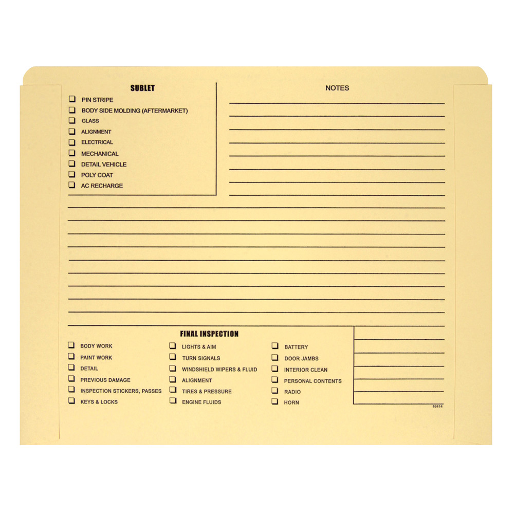 100ct IDEA Heavyweight 150lb Manila Job Jacket Folder FL9955 – Auto Repair Order