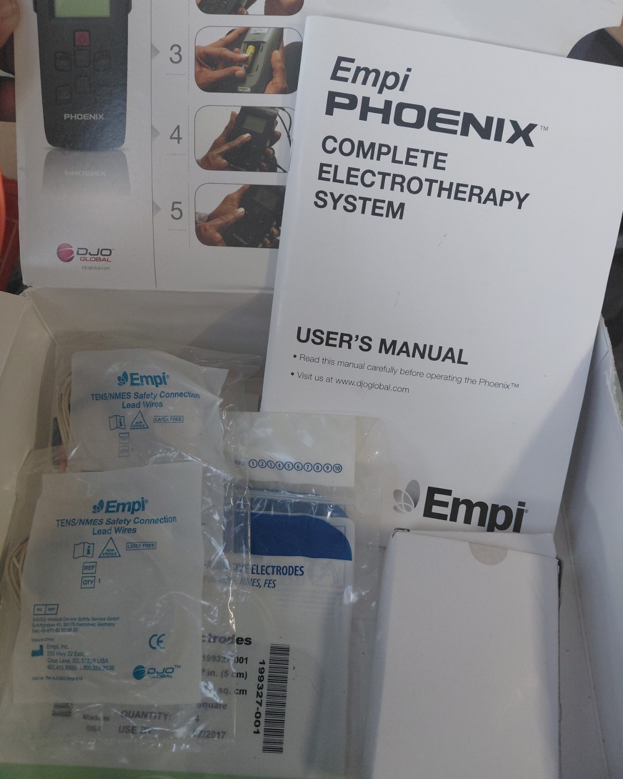 Empi Phoenix TENS NMES Unit Complete Kit Open Box Neuromuscular Stimulator