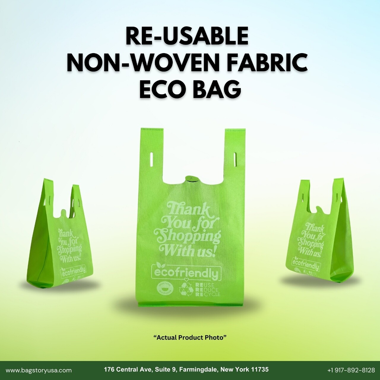 Reusable Non Woven Grocery T-Shirt Shopping Tote Bag, 45GSM – Large 1/6