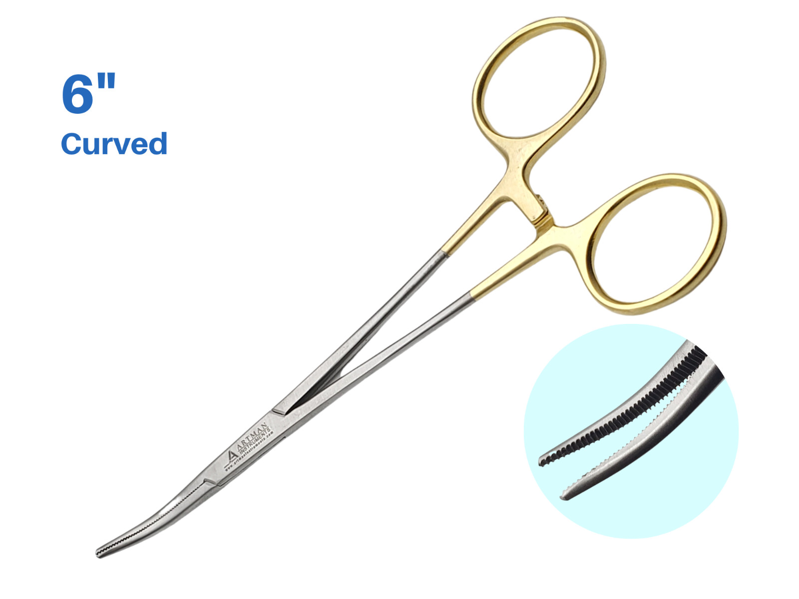 Artery Forceps 6″ Curved Hemostat Mosquitoes Gold Plated Handle ARTMAN