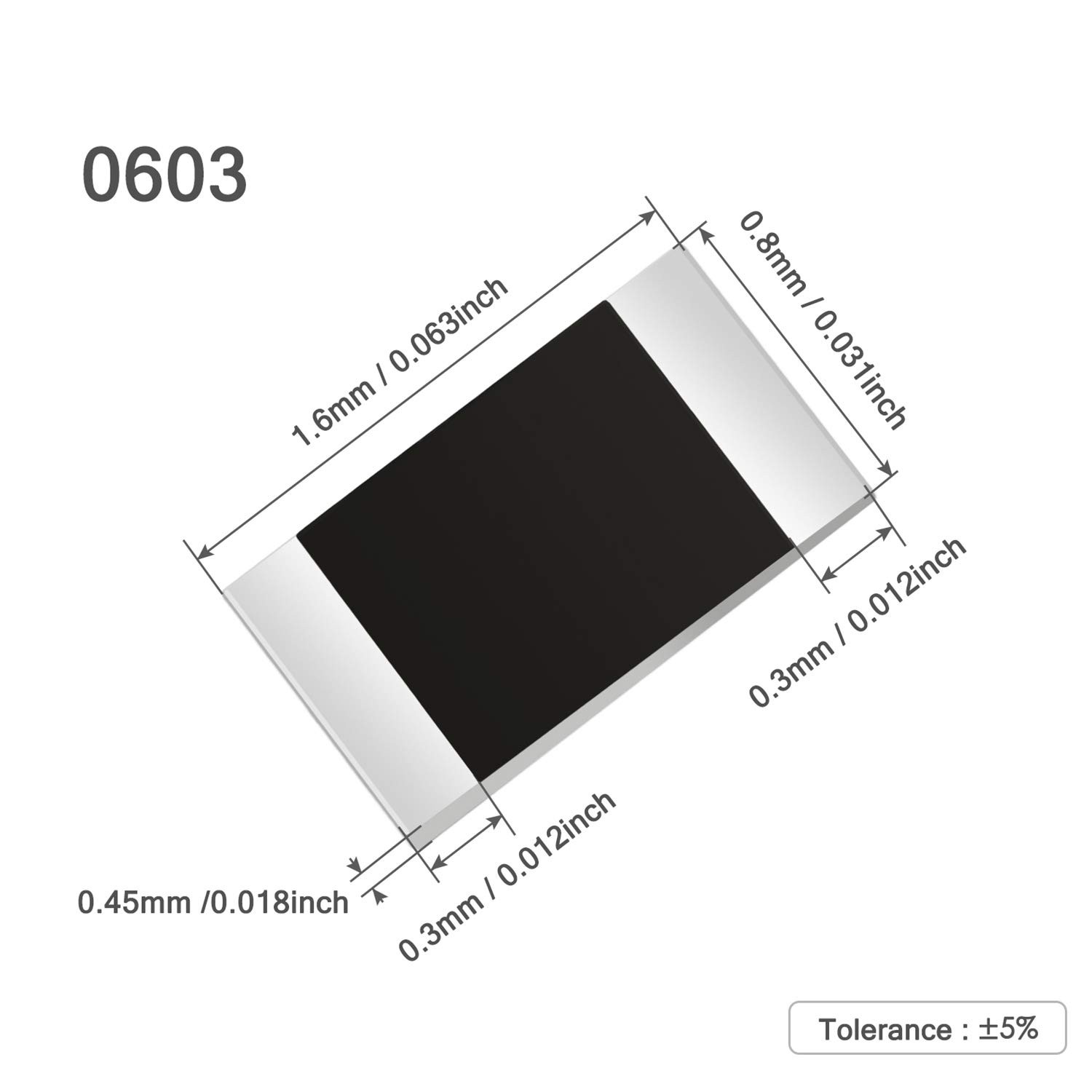 Chanzon 1200pcs 0603 SMD Resistor Kit 0-10M Ω ohm 60 Values 1/10W 0.1W ±1%…