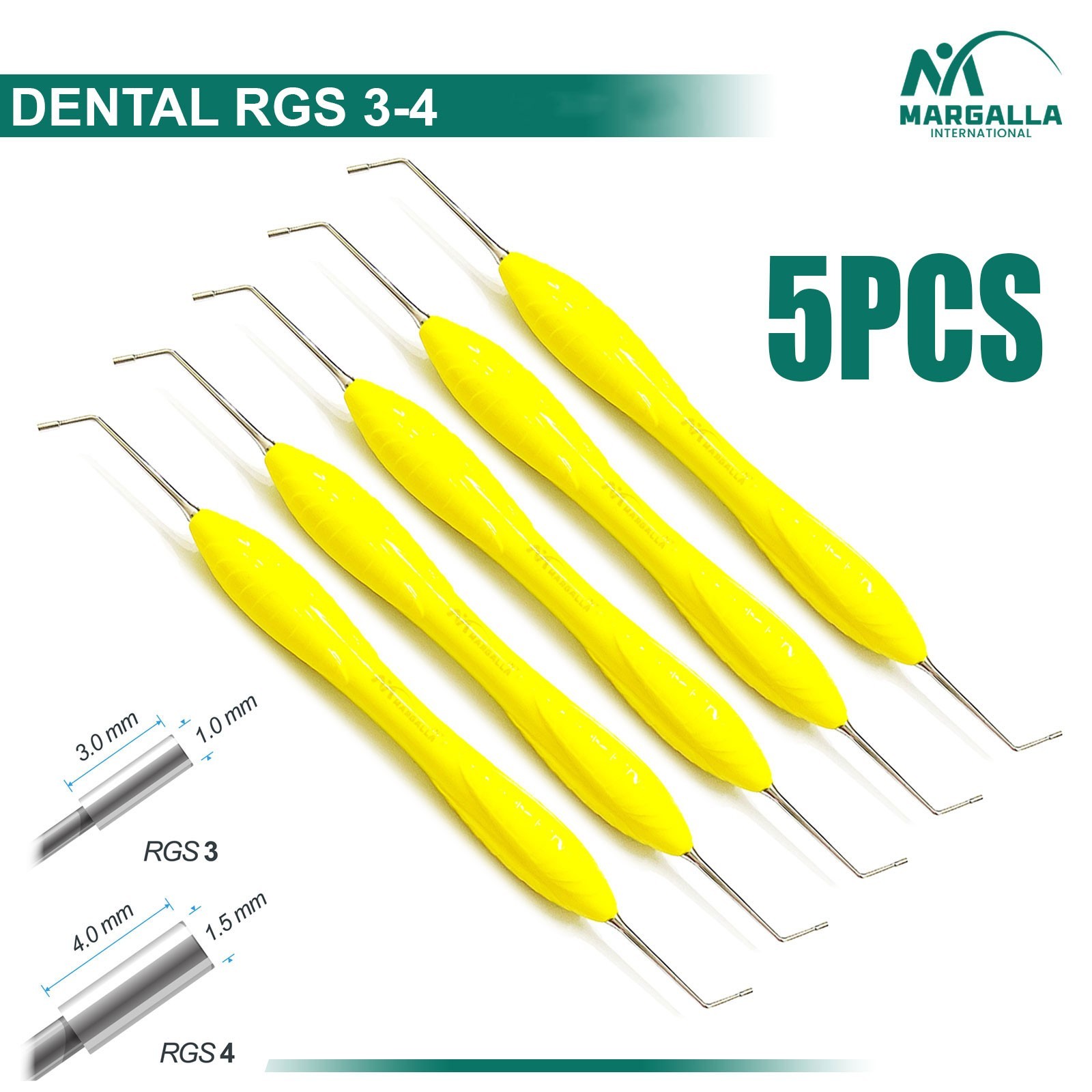 Dental Instrument RGS 3-4 Silicone Handle Depth Dimensions for Restorations