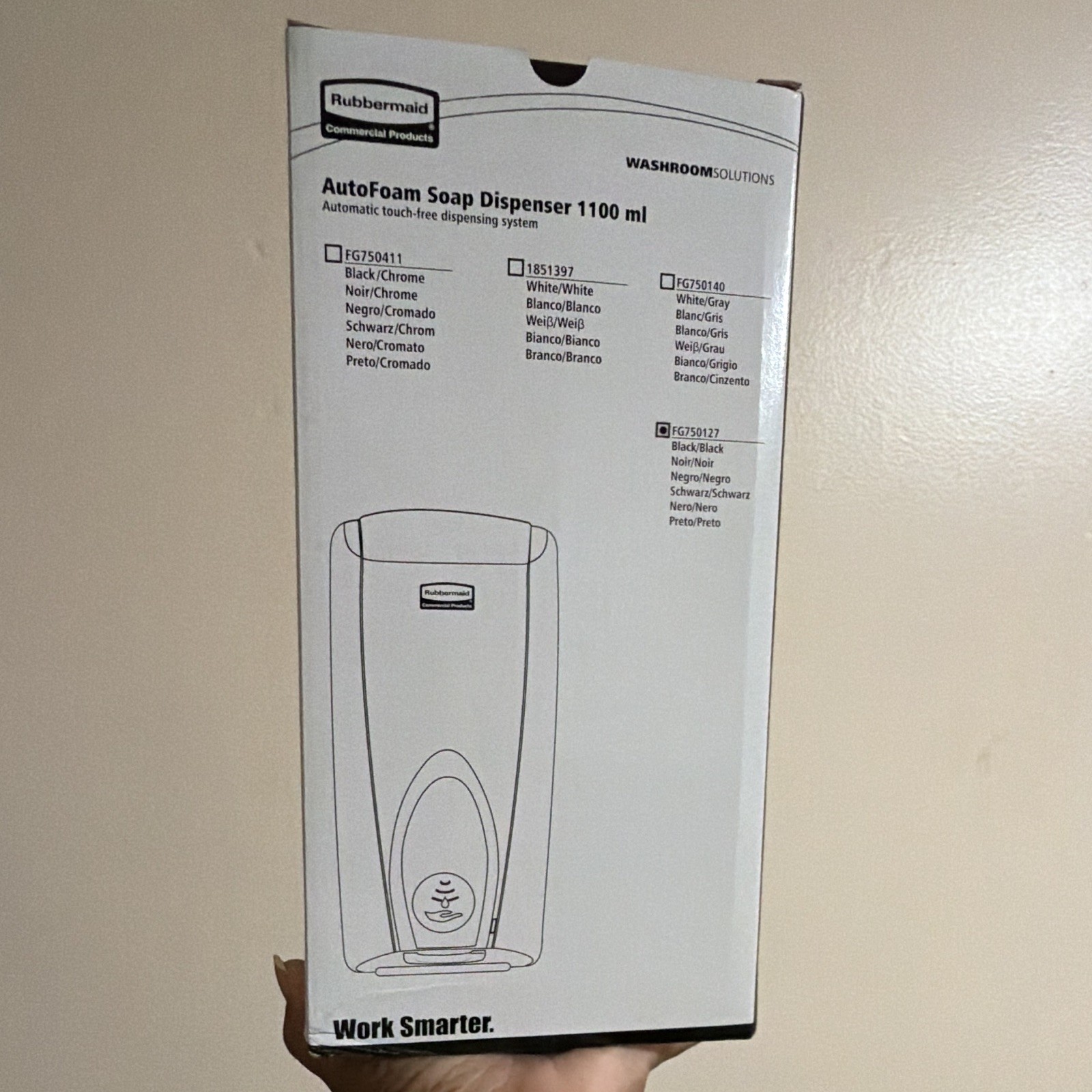 NEW RUBBERMAID FG750127 AutoFoam Foam Soap Dispenser Black/Chrome