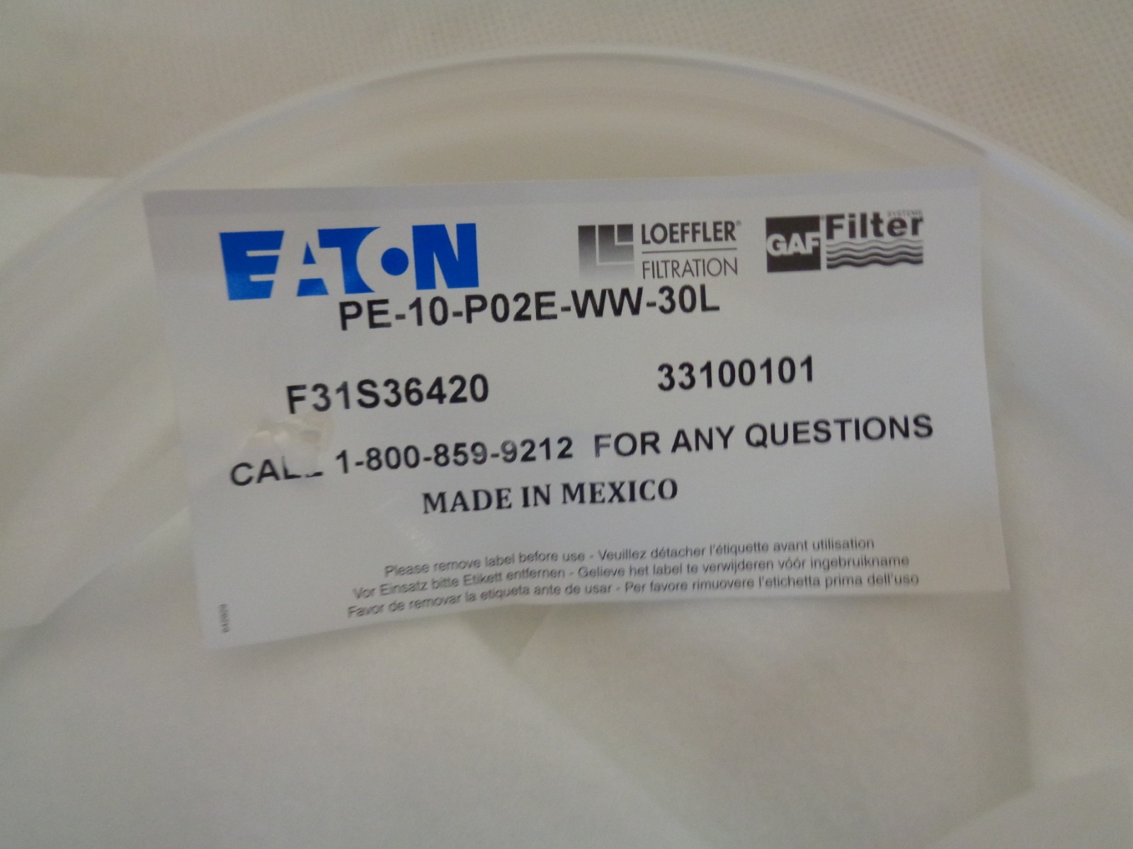 EATON PE10PO2EWW30L MICRON FILTER BAG