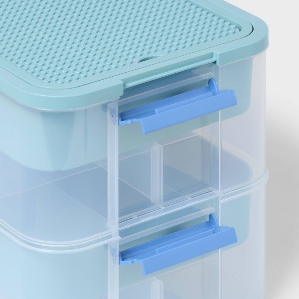 3.9gal Building Brick Play Latching Stacking Storage Blue