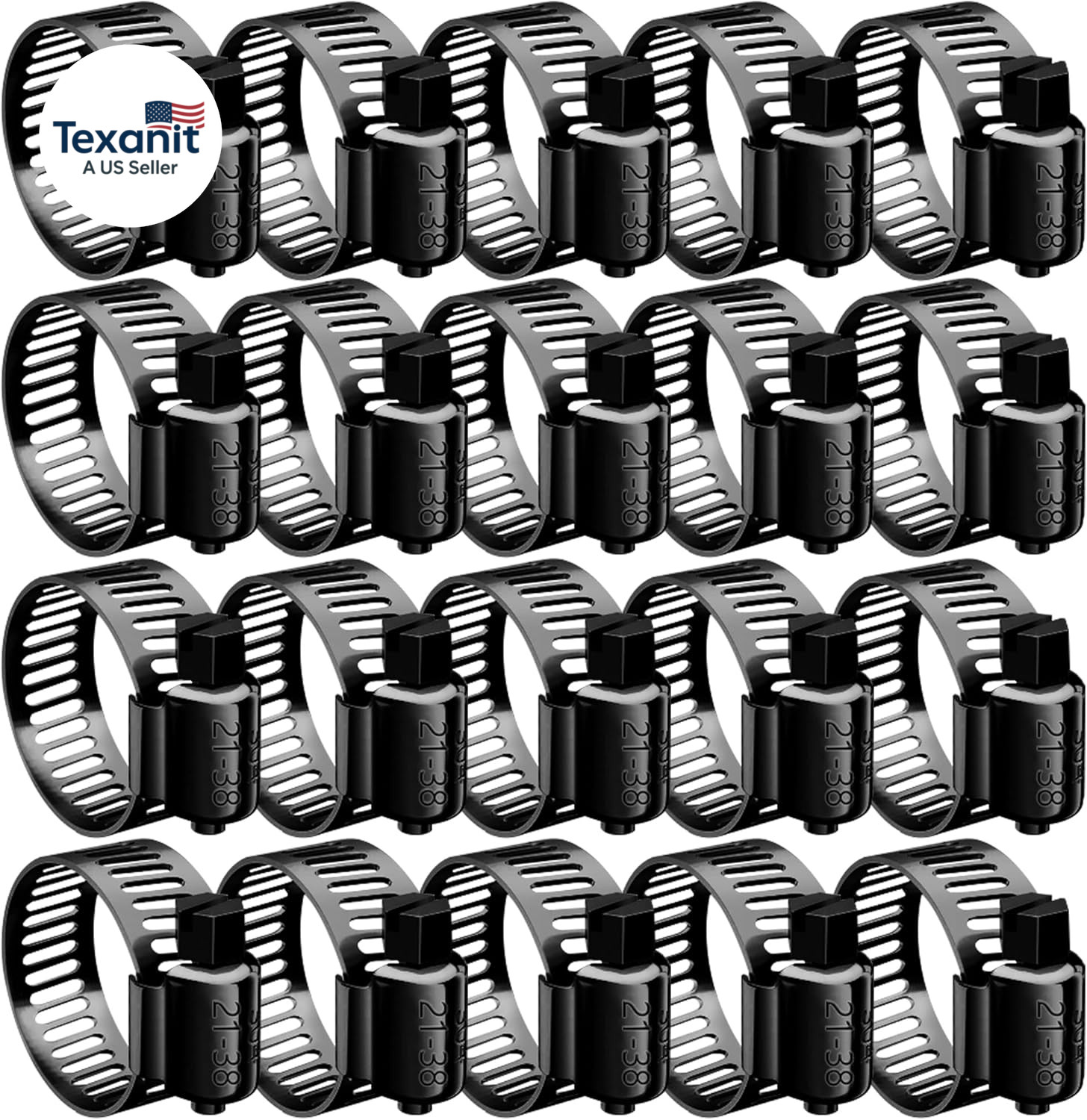 20Pcs Black Hose Clamp,3/4″- 1-1/2″(21-38Mm)304 Hose Clamps Stainless Steel Adju