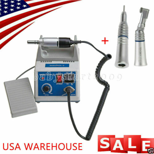 Dental Lab Marathon-III Electric Micromotor +Contra Angle Straight Handpiece SA