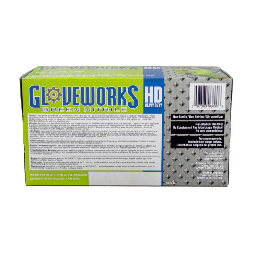 Gloveworks Green Nitrile Gloves Disposable Heavy Duty Latex Free Gloves 100-Pack