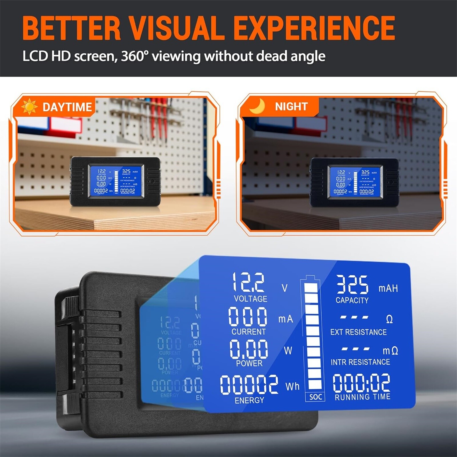 LCD Digital Display DC Battery Monitor Volt Meter 0-200V Voltmeter For Car Solar