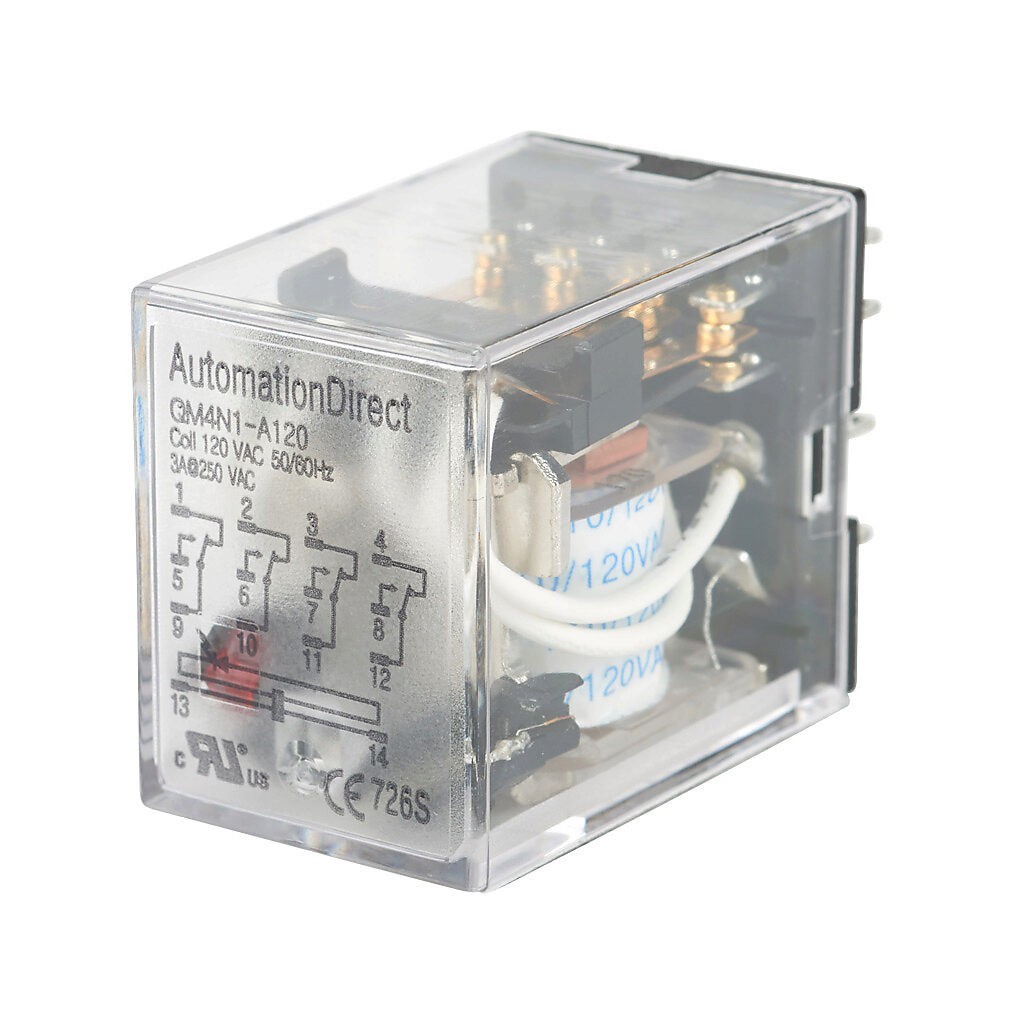 AutomationDirect QM4N1-A120 Plug-In Relay 110/120VAC 4PDT 14-Pin Indicator