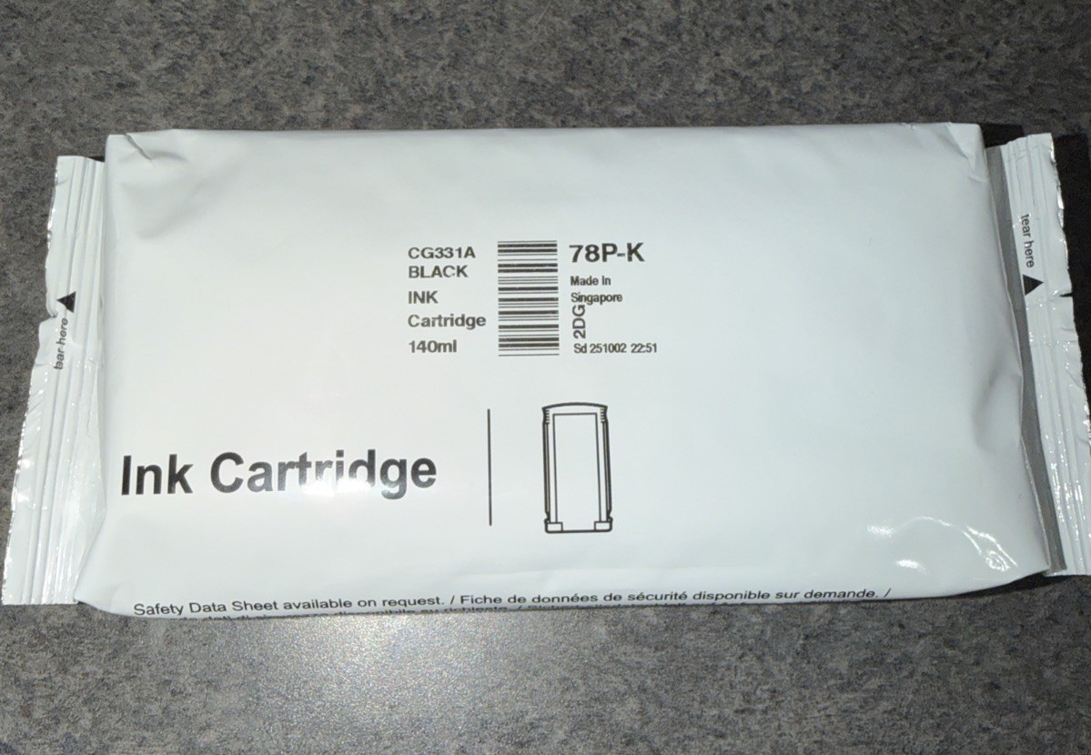 Pitney Bowes 78P-K Black Ink Cartridge 140ML OEM Genuine Connect+ SendPro P