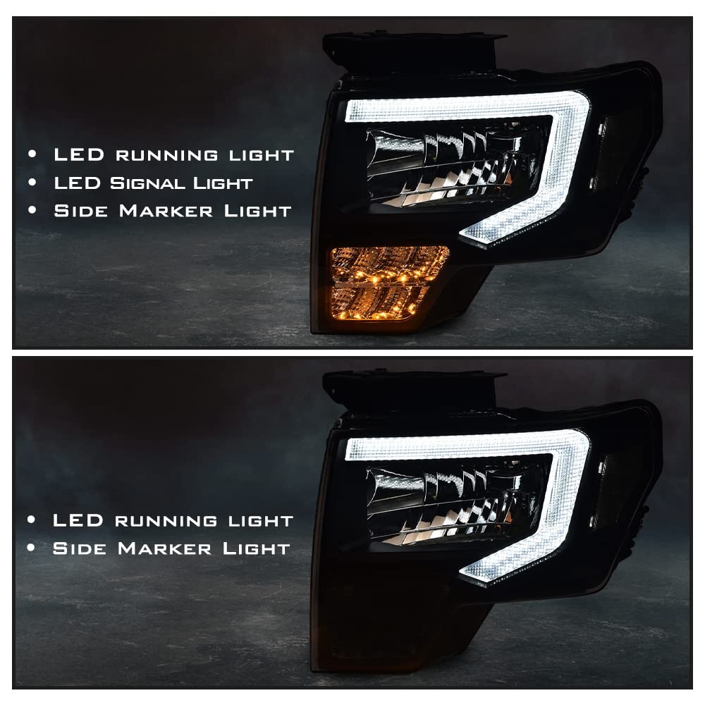 LED DRL Headlight Assembly for F150 2009-2014 FO2503289 Clear Lens