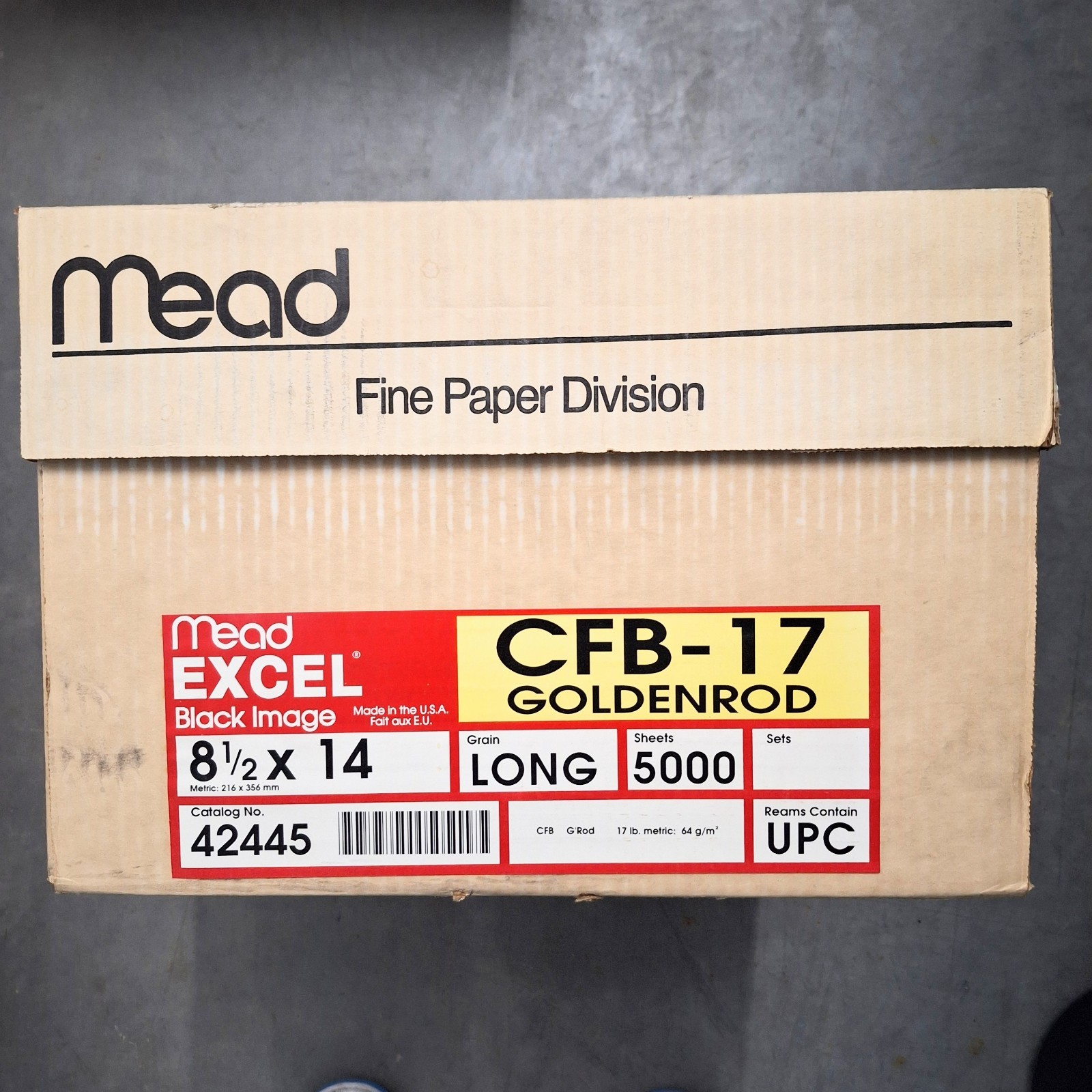 Mead Excel Goldenrod Carbonless Paper 8.5” X 14” Inch CFB-17 – 10 Reams