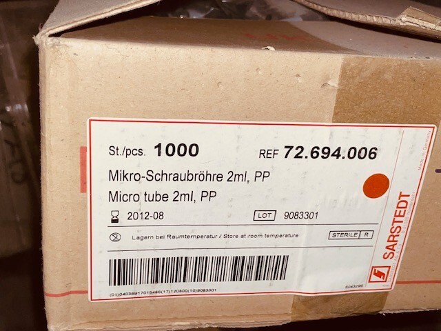 MIKRO-SCHRAUBRÖHRE 2 ML MICRO TUBE REF 72.694.006 LOT 9083301 -1000 PC’S