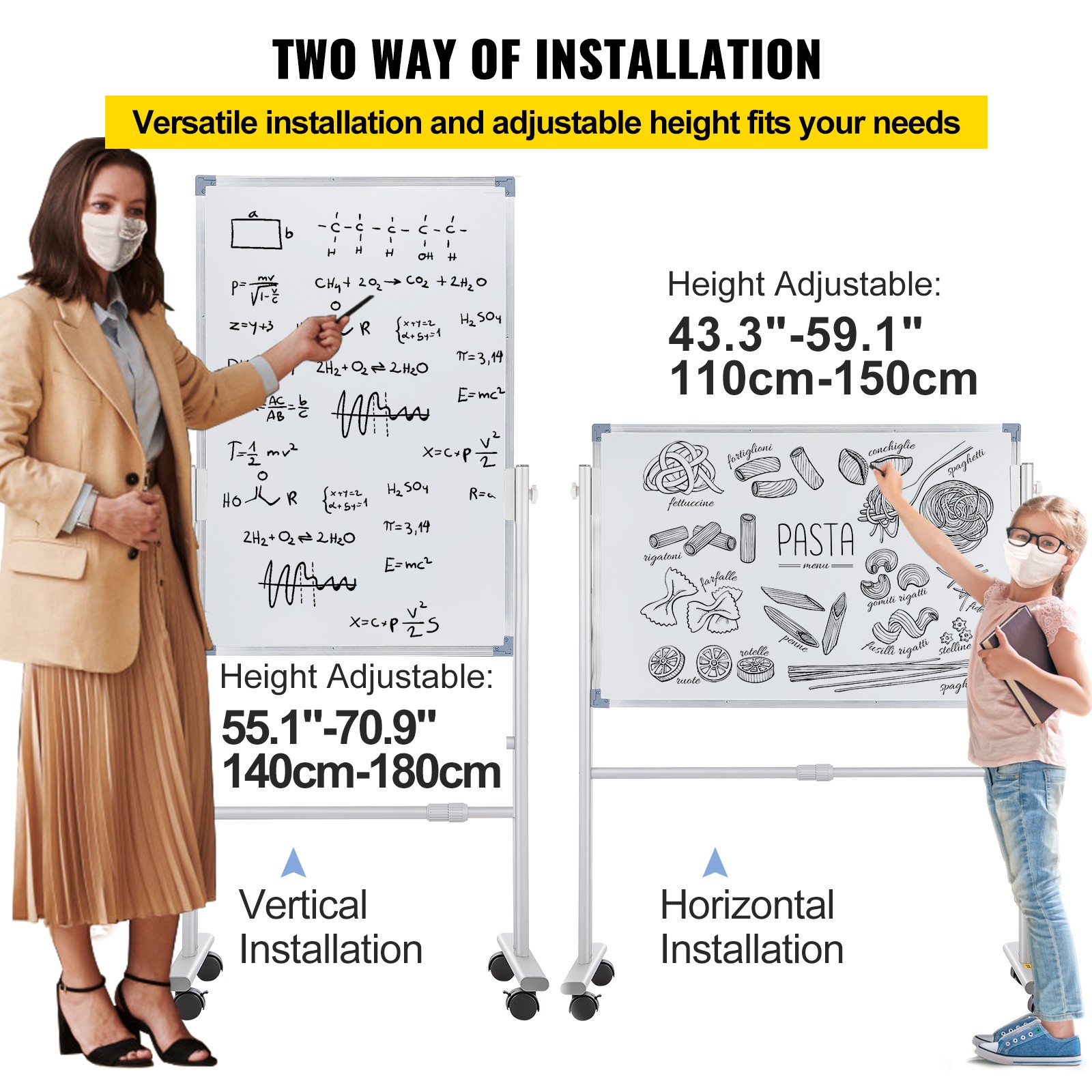 Uimoso Mobile Dry Erase Board Magnetic Whiteboard w/Stand 36″ x 24″ Double Sided