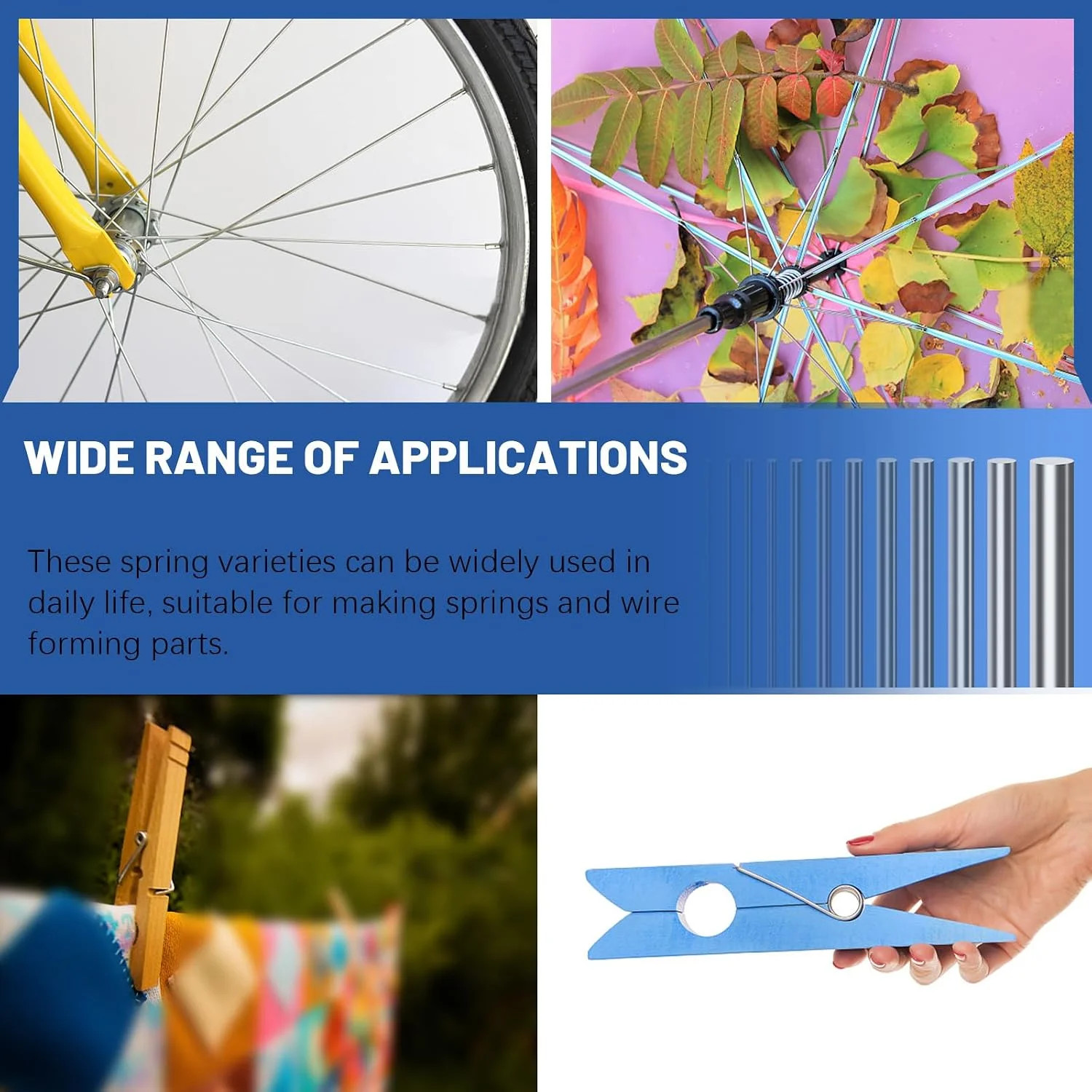 Glarks 104Pcs Stainless Steel Spring Wire Assortment Kit – Diameter 0.3-3mm, Len