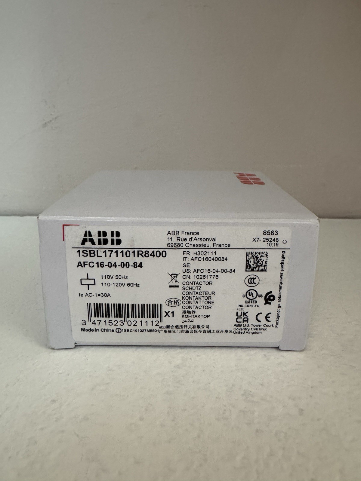 ABB AFC16-04-00-84, 1SBL171101R8400, 4NC CONT, 110V 50/60HZ