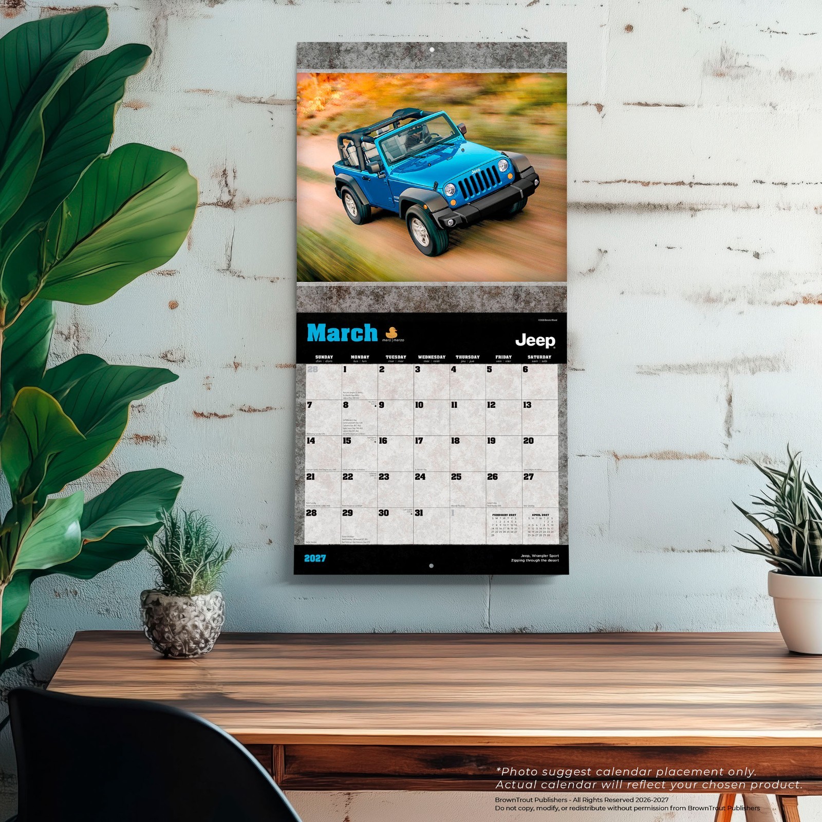 Jeep OFFICIAL | 2027 12×24″ (Hanging) Wall Calendar | Plastic-Free