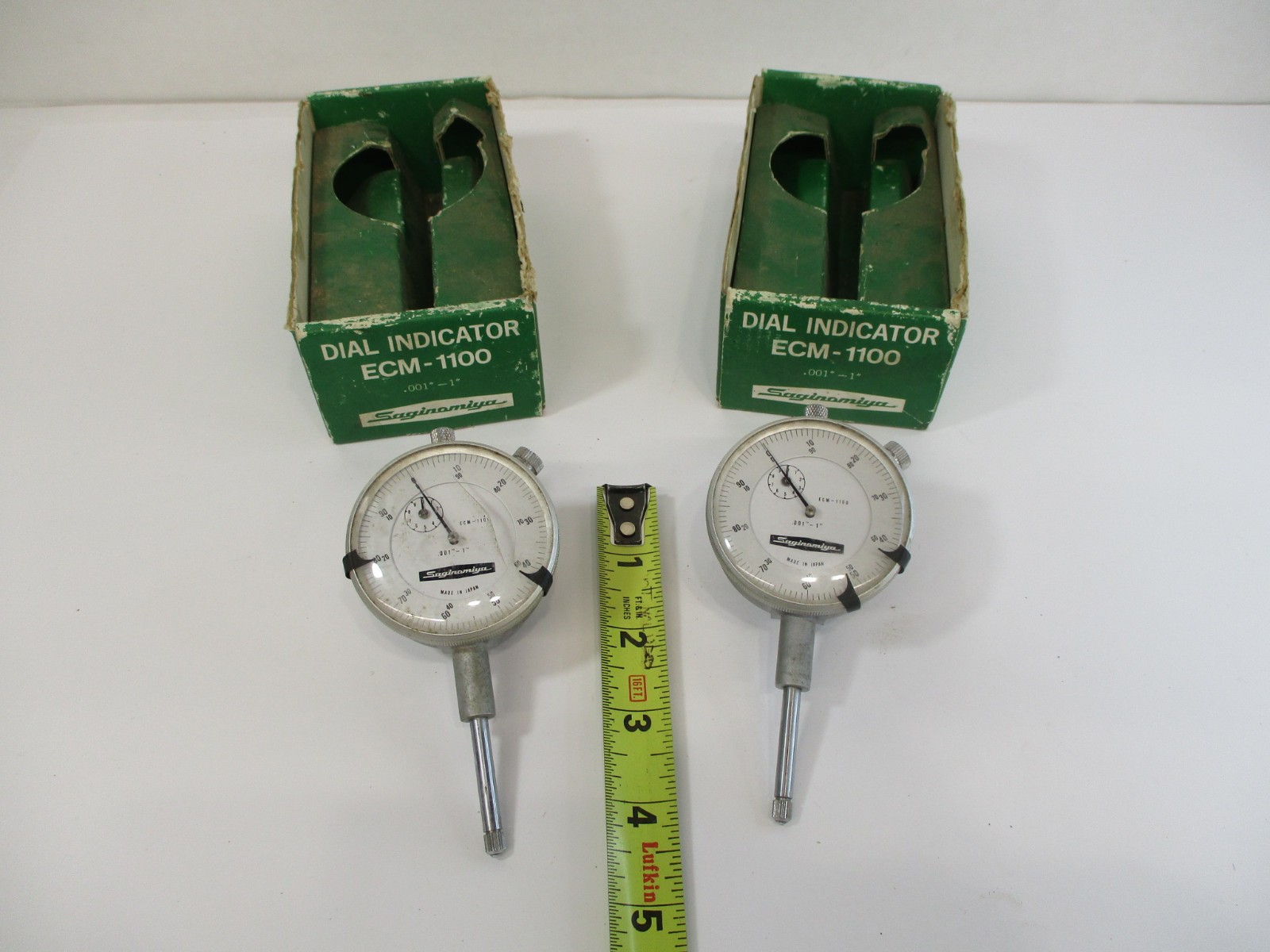 (2) SAGINOMIYA Dial Indicator s # ECM-1100 with 1″ Travel x .001″ Graduations