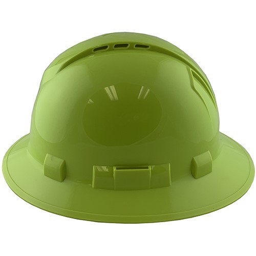 Pyramex RIDGELINE Full Brim Vented Hard Hat with 4 point suspension – Lime
