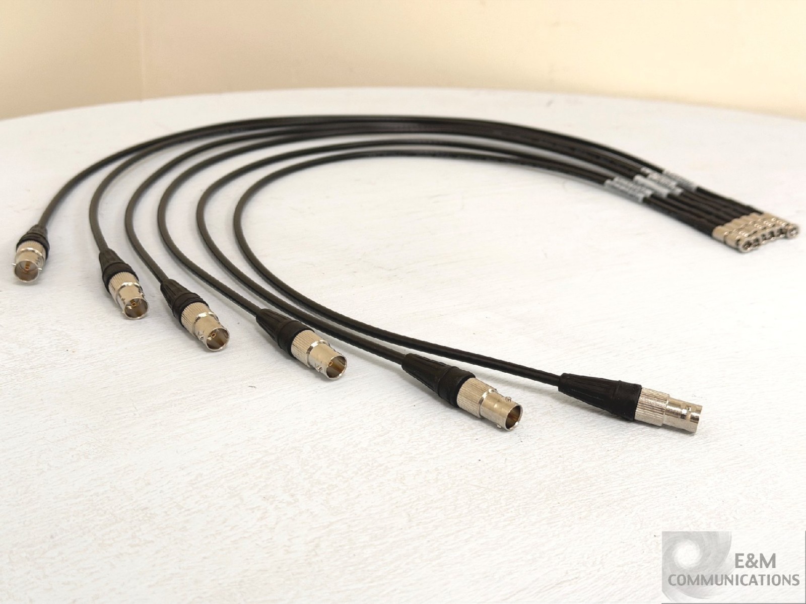 LOT OF 6 LAIRD HDBNC4855-BF02 HD-BNC MALE TO STD BNC FEMALE 12G-HD-SDI CABLE 2FT