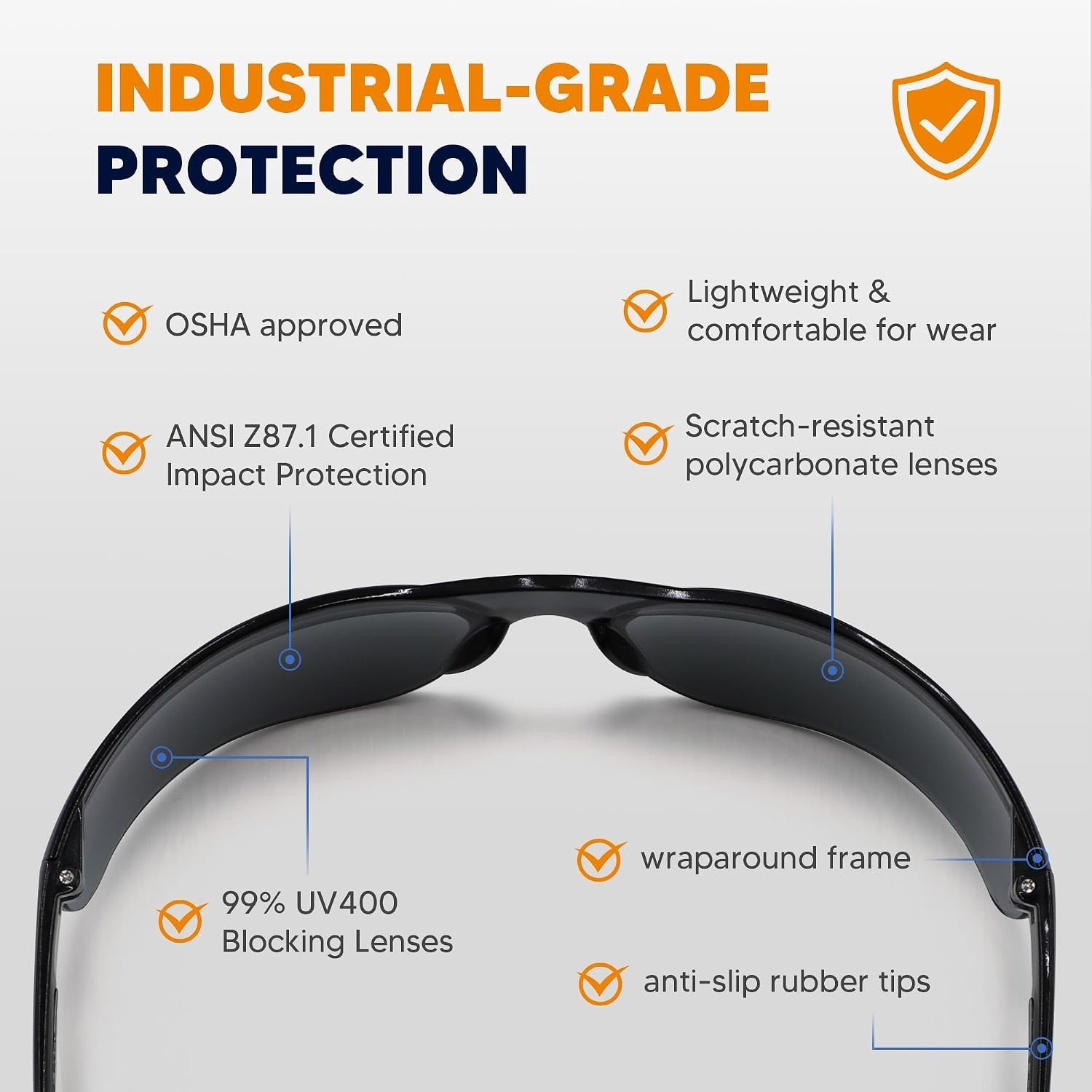 Lightweight Dark Lens Safety Glasses – 24 Pack Universal Fit for Men & Women