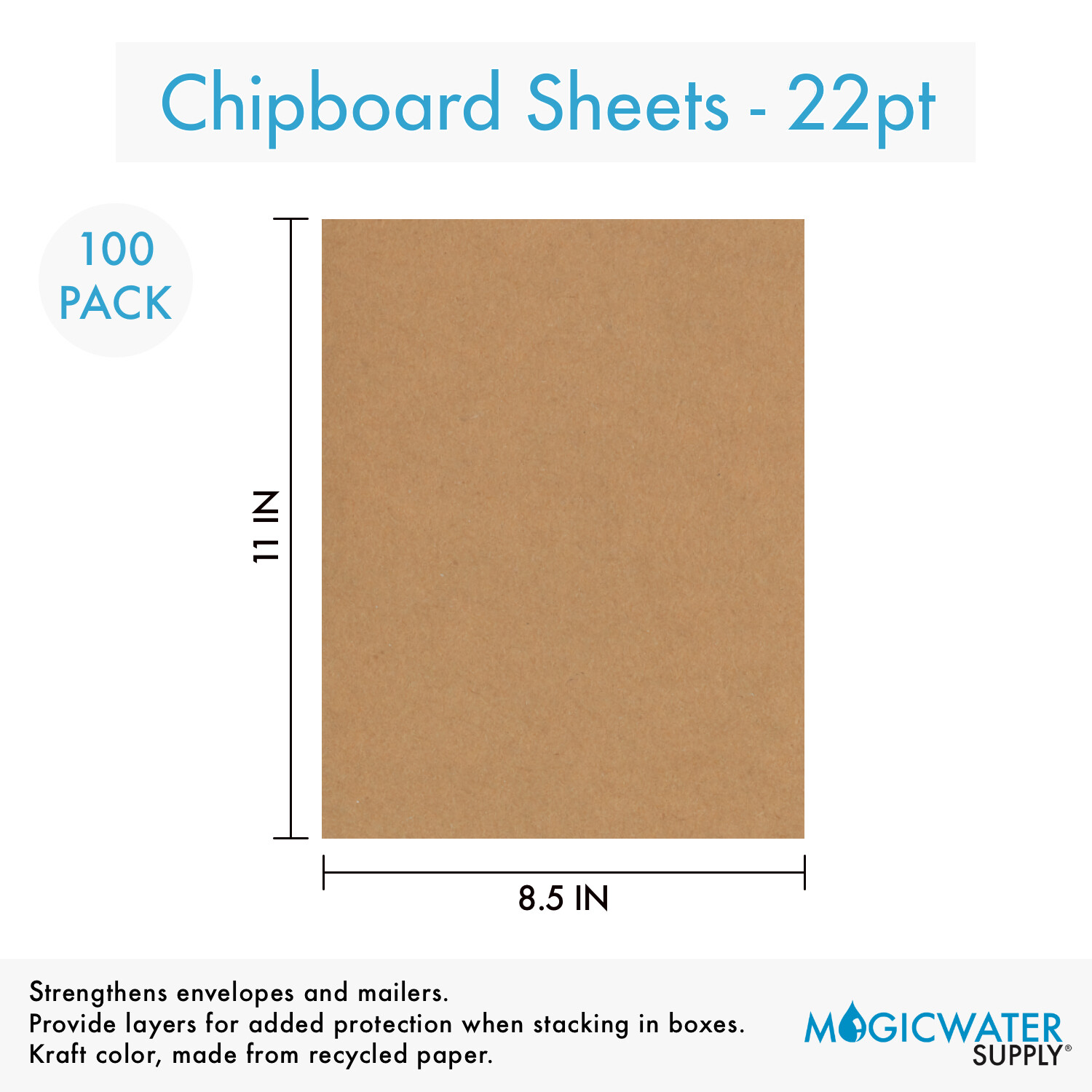 100 Sheets Chipboard 8.5 x 11 inch – 22pt Light Weight Brown Kraft Cardboard