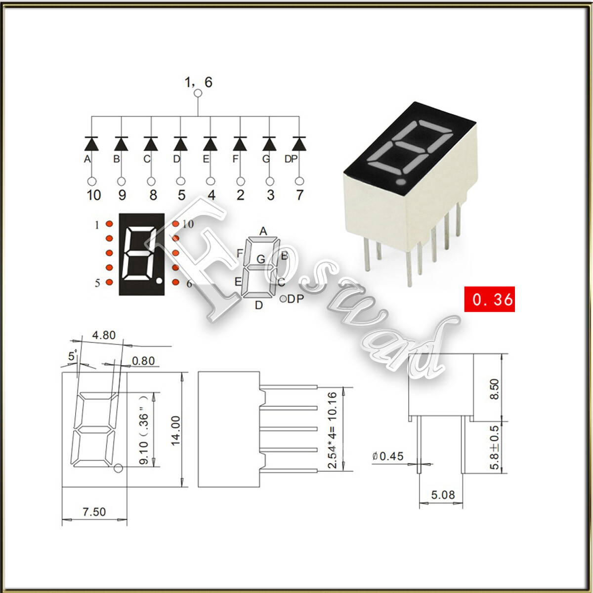 1/2/3 DIGIT 0.36″ RED 0.56″ 7 SEGMENT LED DISPLAY MODULE COMMON CATHODE/ANODE