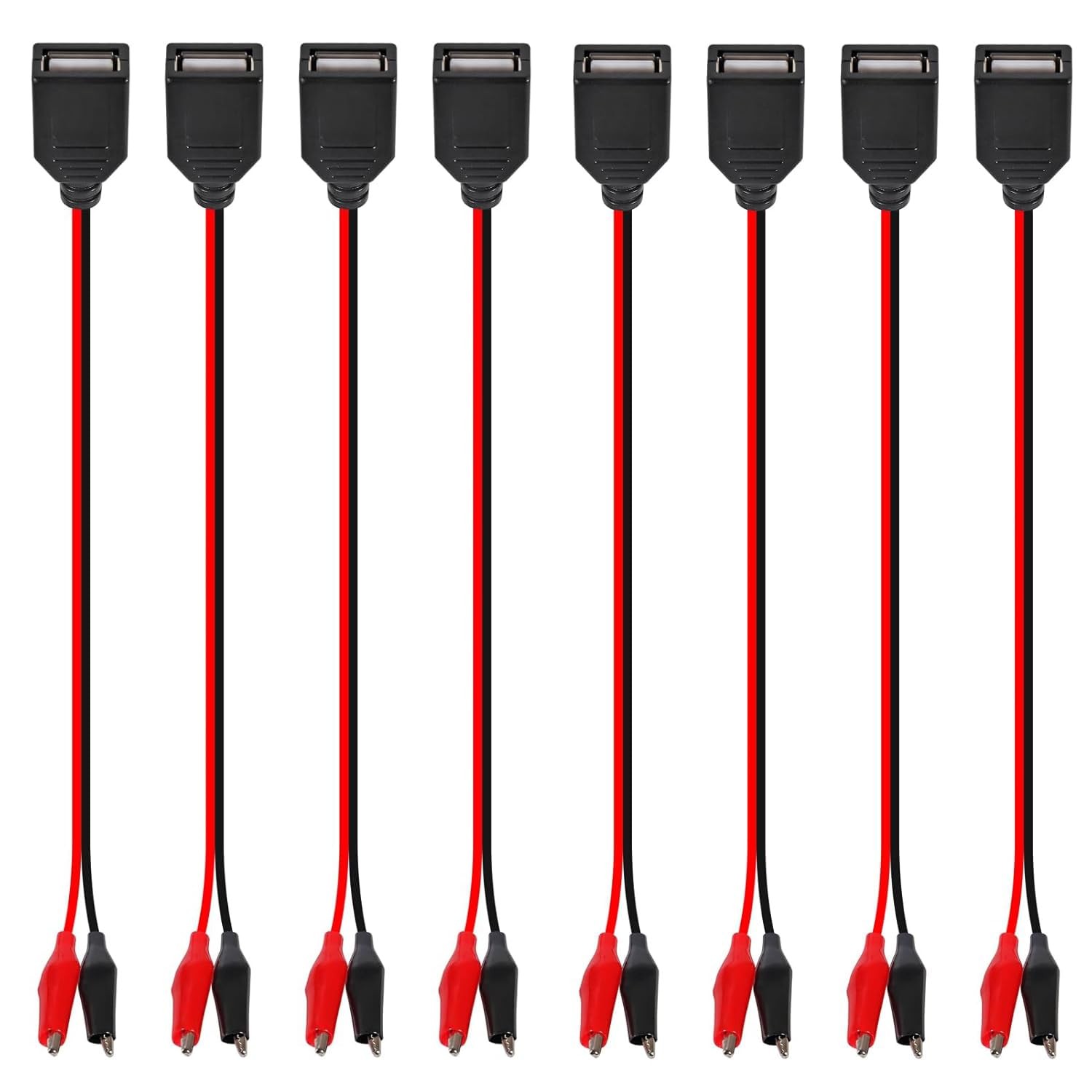 8 PCS Female USB to Alligator Clip Adapter Cable Probe for Circuit Testing