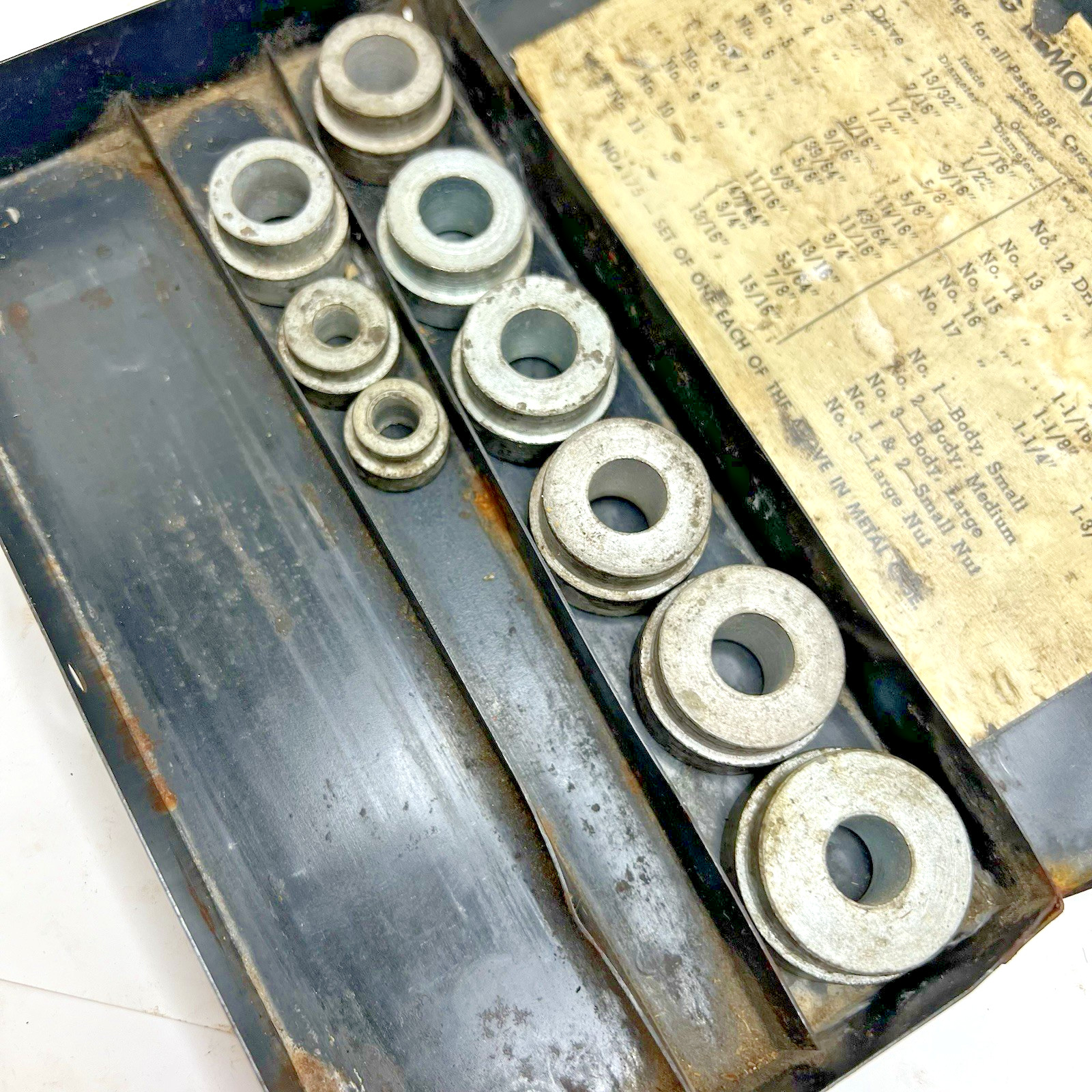 Vintage Unbrand No 175 Bushing Remover & Replacement Kit w/Metal Case INCOMPLETE