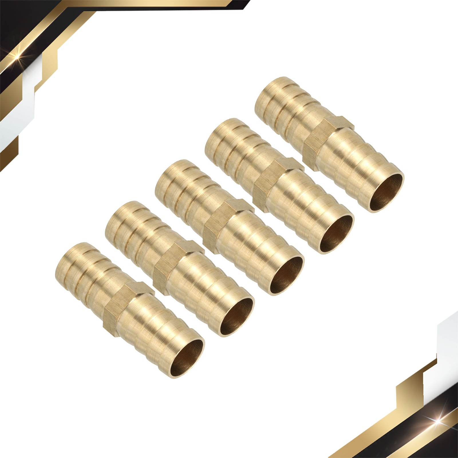 5 Pcs 5/8″ Brass Hose Barb Fitting Straight Barb Union Fittings Metals Splicer