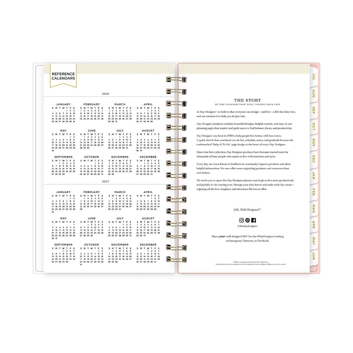 Day Designer 5″x8″ 2026-2027 Planner Fiona Blush Daily/Monthly Safety Wirebound