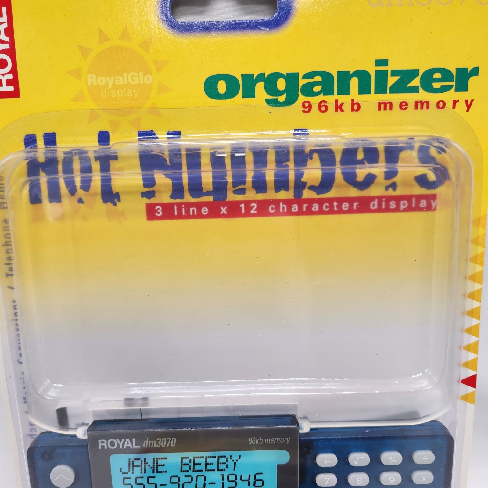 Royal Organizer DM3070 96kb Electronic Calculator Phone Calendar Clear Blue New