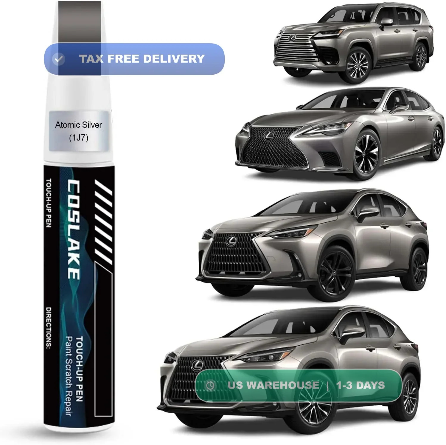 Touch Up Paint Kit For Lexus 1J7 Atomic Silver Metallic Scratch Repair Kit FAST