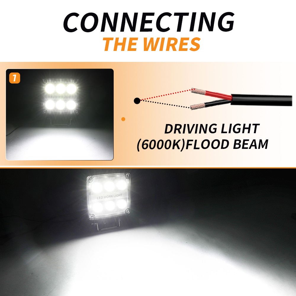 2PCS Square LED Work Light Pods 4 Inch Flood Light Truck Offroad Tractor 12V 24V