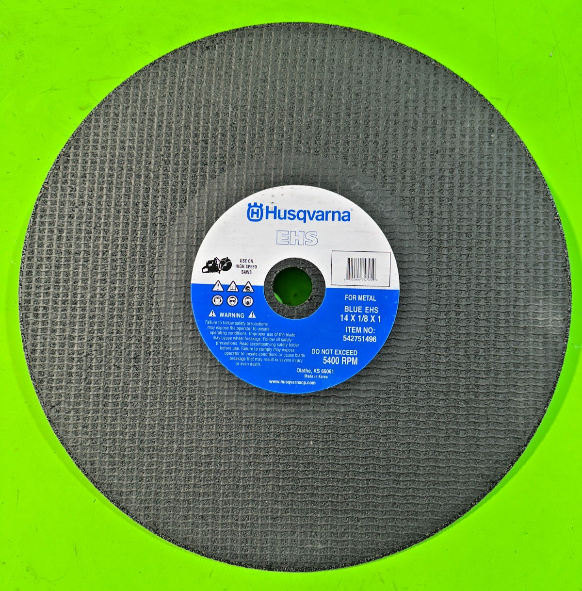 NEW Husqvarna Blue EHS Blade 542751496 14″ x 1/8″ x 1″ Metal Cutting Wheel