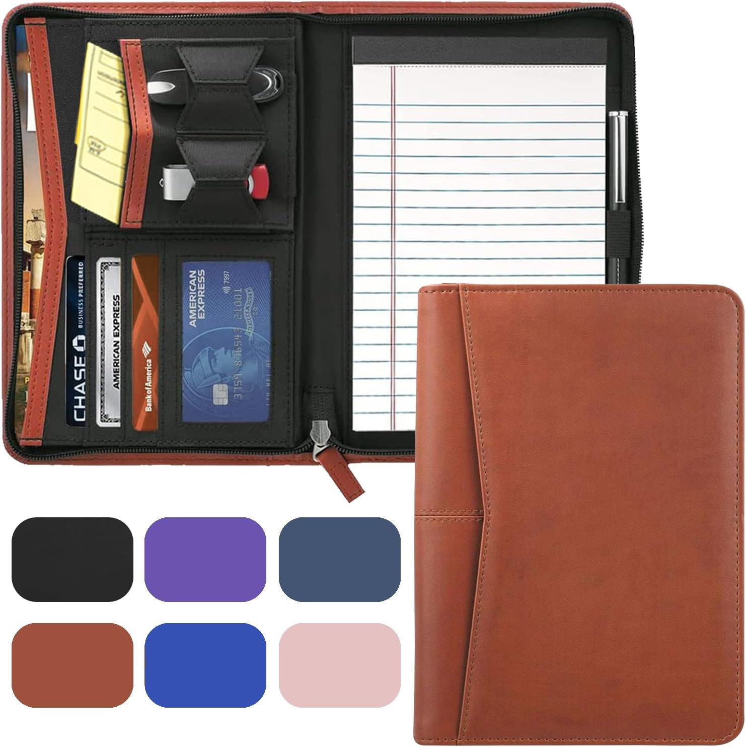 Small Portfolio Organizer, A5 Zippered Business Portfolio, Junior Padfolio Folde