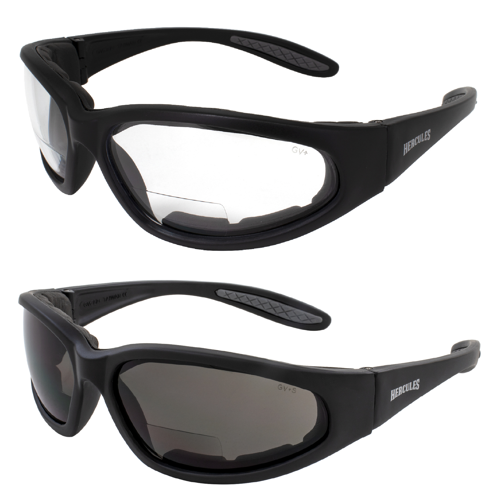 2 Pair Hercules 2.5 Bifocal Anti fog Safety Glasses Foam Padded 1 Clear 1 Smoke