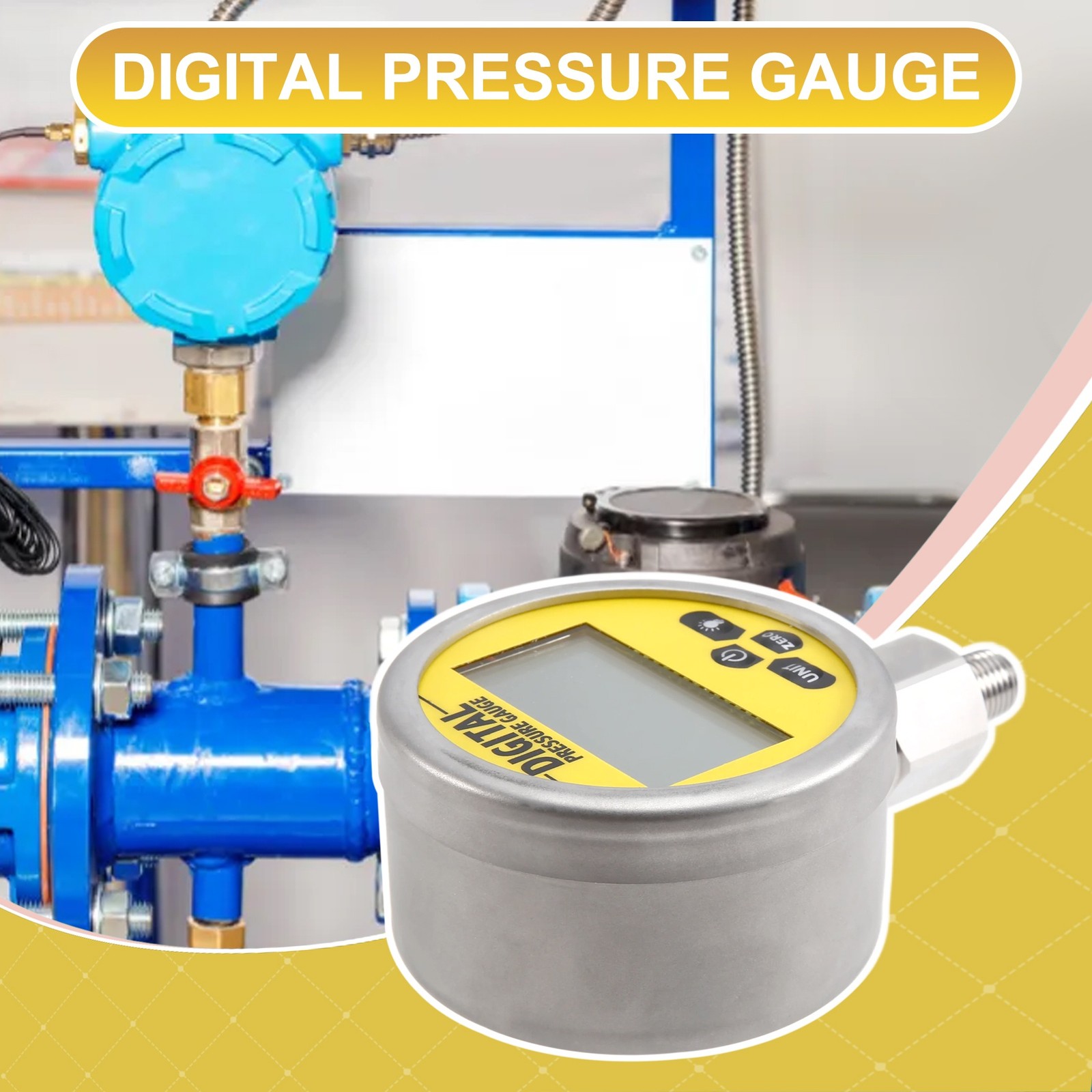 16MPa 80mm 0.4% 1/4 NPT Digital Display Pressure Gauge with Backlight 3867