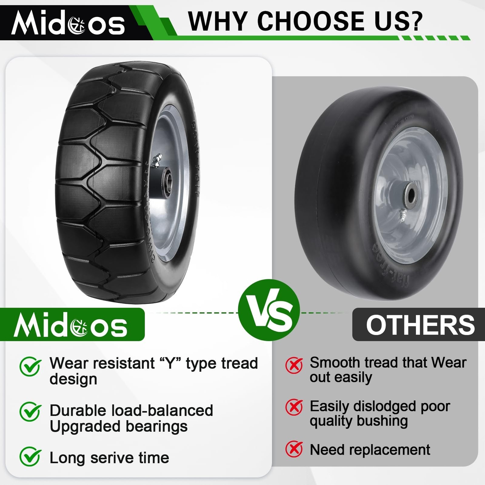 11×4.00-5» Lawn Mower Tires Flat Free, Zero Turn Mower Front Tires, 11×4-5 S…