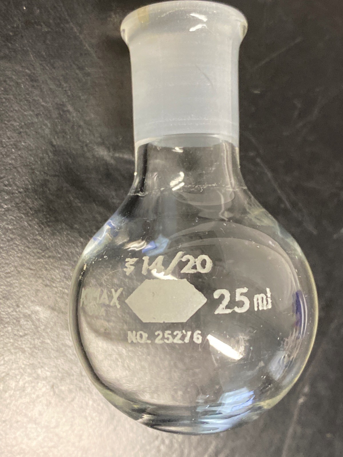 KIMAX DWK Glass 14/20 25mL Single Neck Round Bottom Flask 25276-25