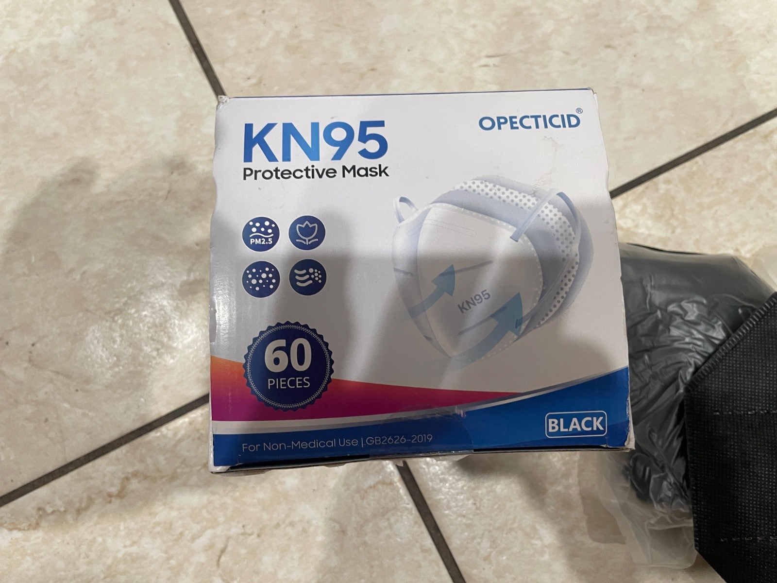 YOTU KN95 PROTECTIVE FACE MASKS 5 LAYERS 60 PCS GB2626-2019 BLACK