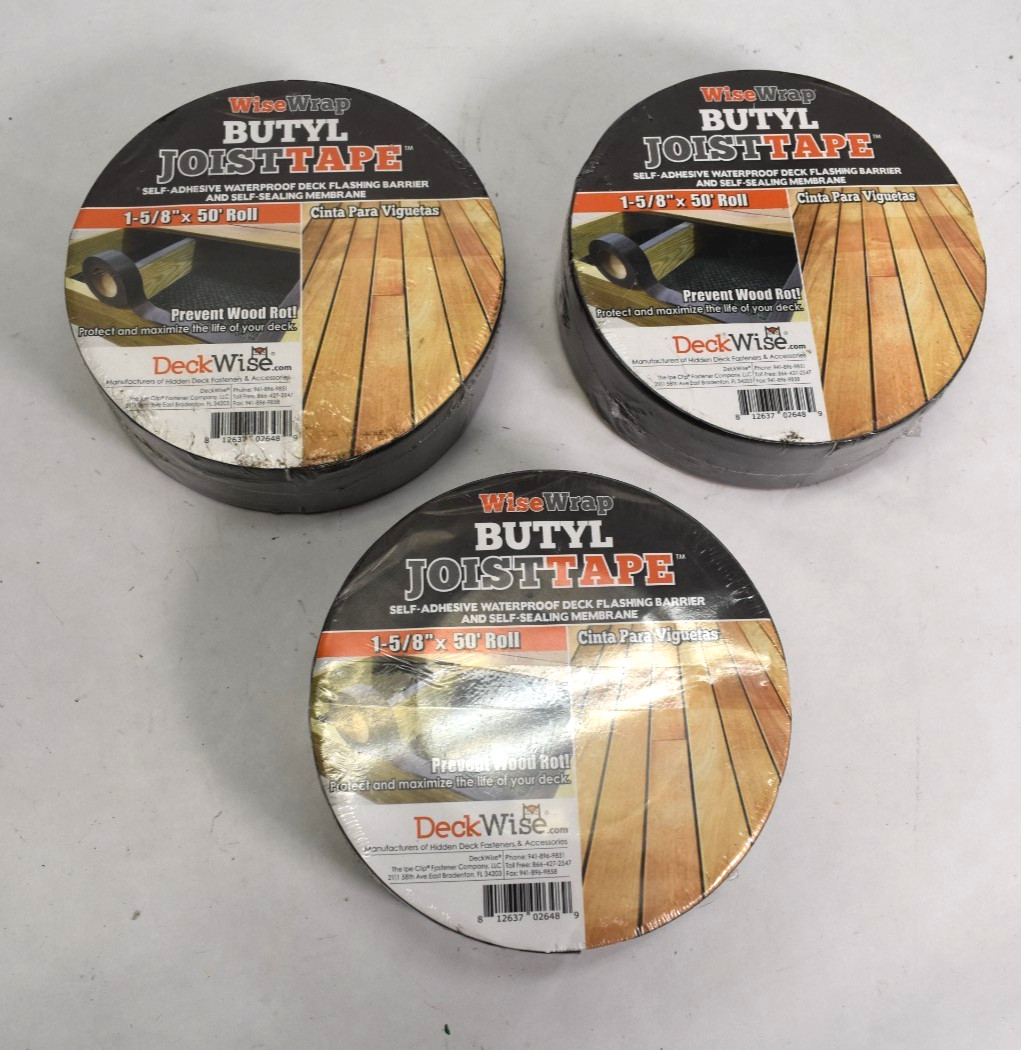 Wise Wrap Deckwise Butly Joist Tape 1-5/8″ x 50′ a Roll WW-JTB-158 Black